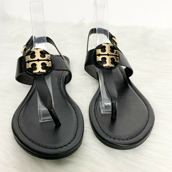 Tory Burch 9.5M Bryce Leather Flat Thong Sandals - Picture 3 of 8
